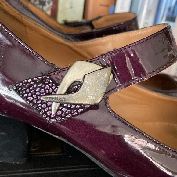 France Mode Purple Leather Mary Jane Shoes Made in France Women's Size 8 - 8.5 - Picture 7 of 16